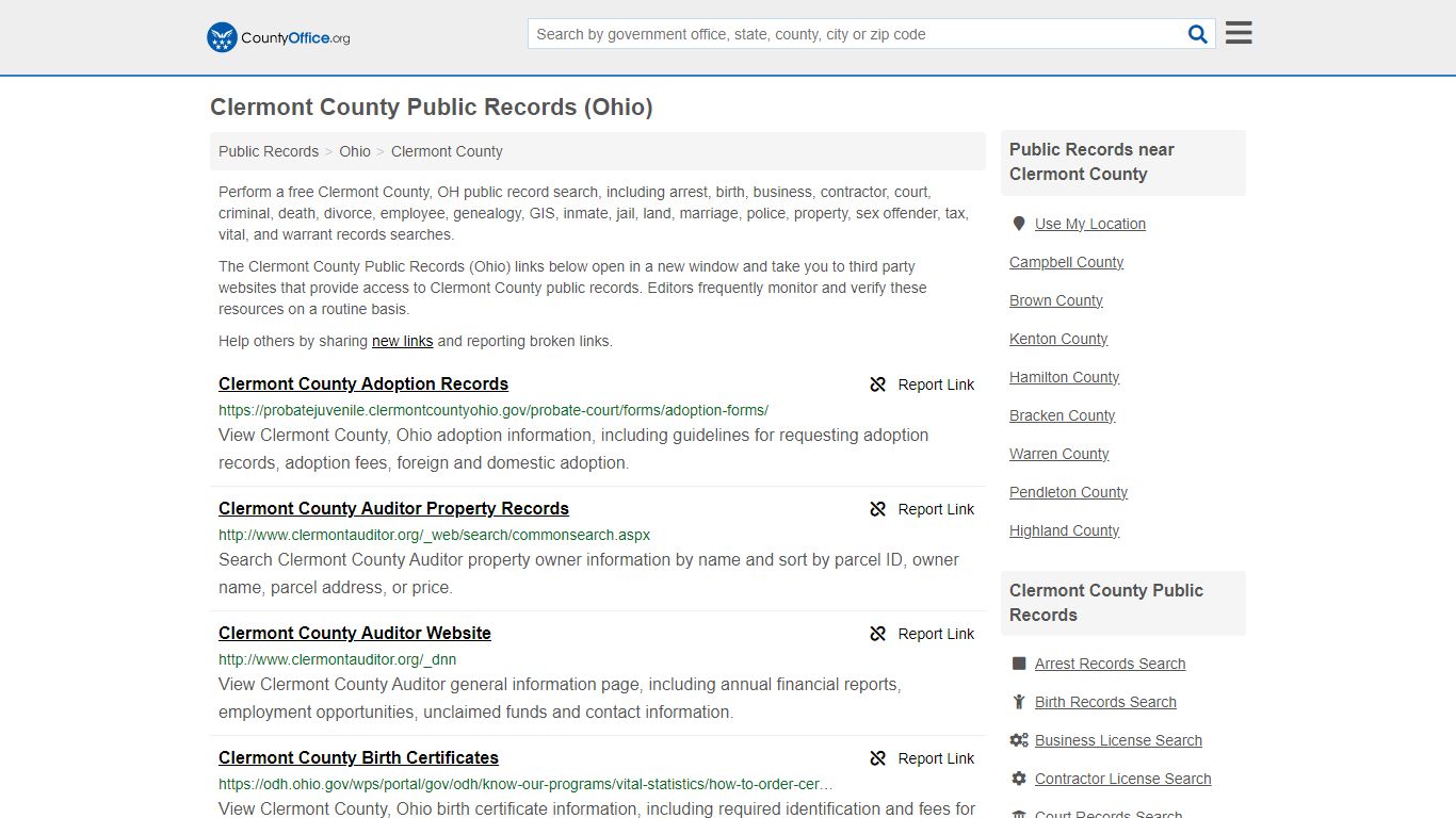 Clermont County Public Records (Ohio) - County Office